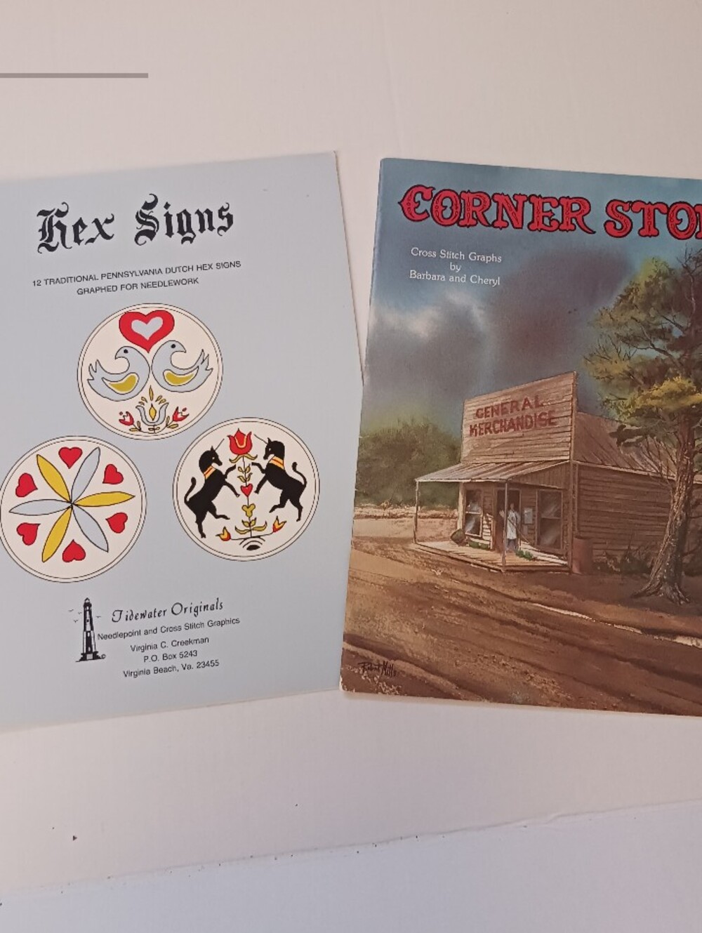 1978 + 79 Cross Stitch Graphs Booklets : Corner Store & Hex Signs Penns Dutch
